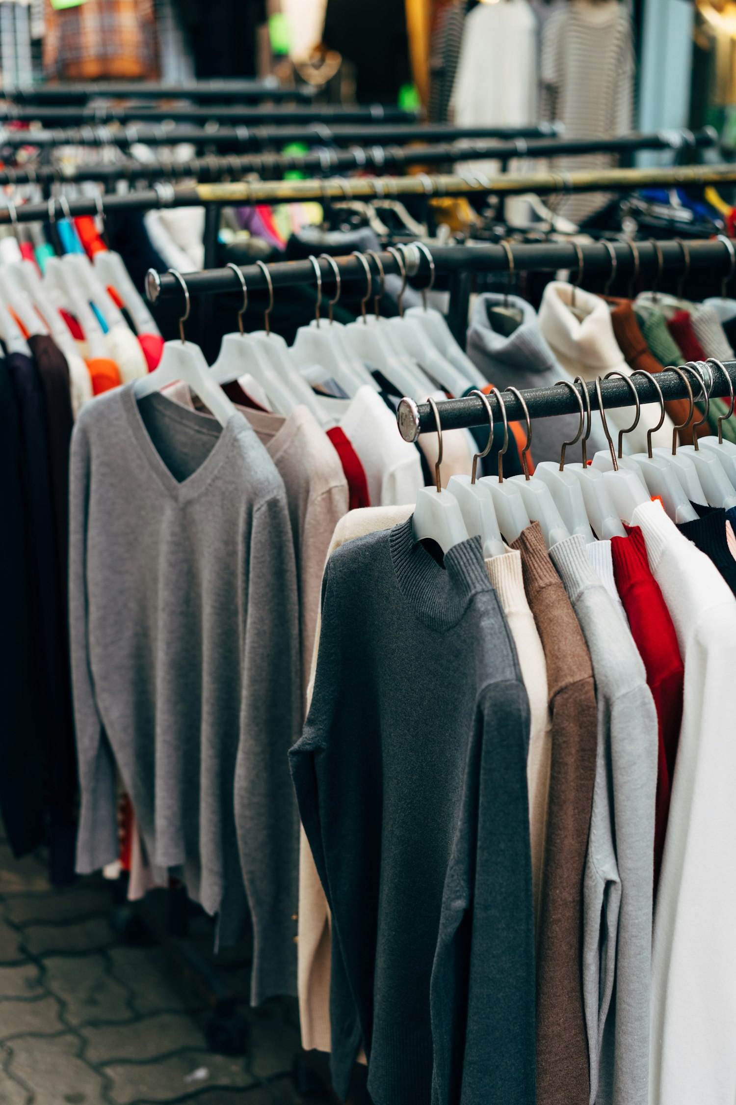 Sweaters on hangers